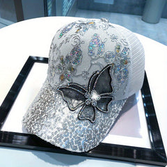 Sequined Butterfly Baseball Cap Sun Hat