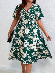  Floral Print Boho Dress with Thigh Split