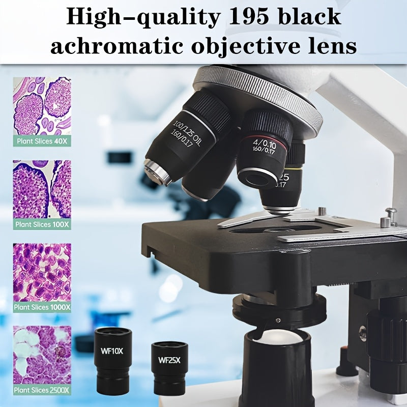 Pro Compound Microscope 2500X NA 1.25 Reticle Dual Stages 360 Rotating Nose
