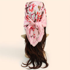 Flower Printed Square Scarf Silky Soft Headscarf Hair Wraps For Sleep