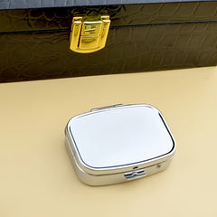 Iron Medicine Box with Mirror 2 Compartments Silvery Gray Single Packaging