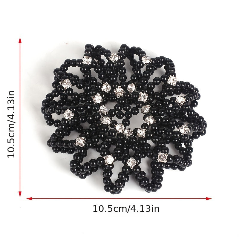 Pearl Rhinestone Hair Snood Net Ballet Bun Hair Covers