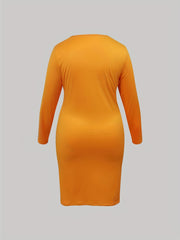  Casual Dress Solid Long Sleeve Bodycon Midi Dress