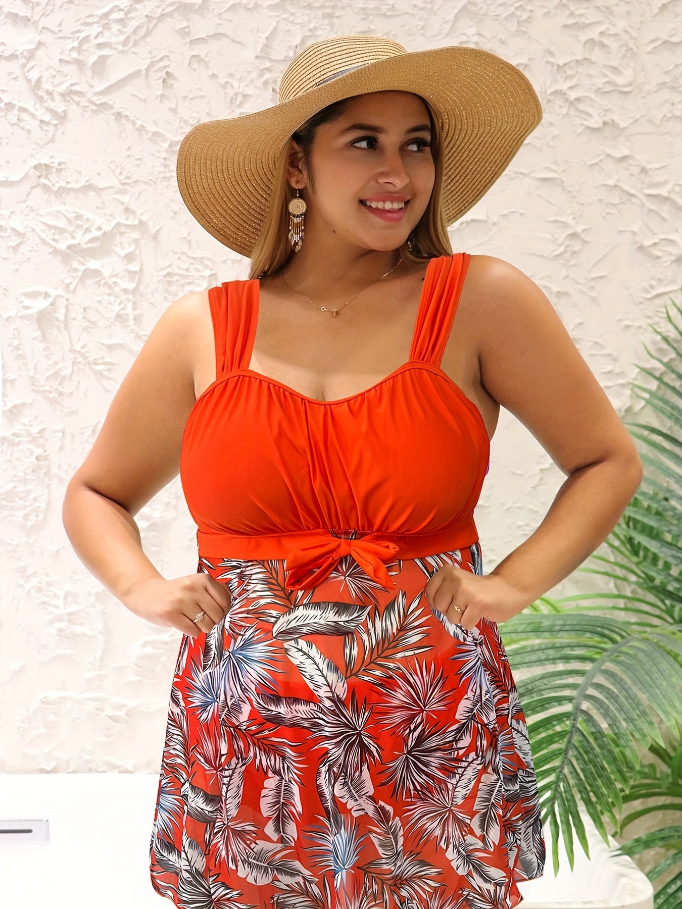  Tropical Mesh Tankini Set