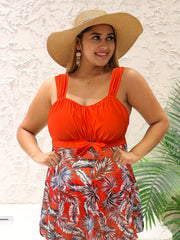  Tropical Mesh Tankini Set