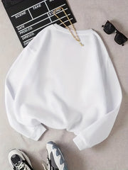 Women's Solid Pullover Crew Neck Sweatshirt for Fall & Winter