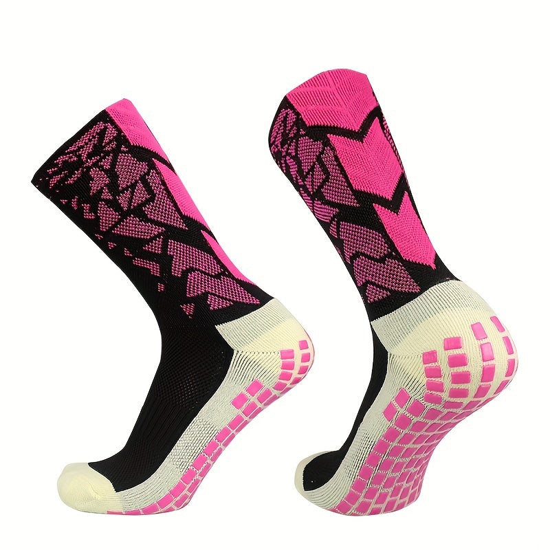 Anti Slip Silicone Bottom Mid Calf Athletic Socks For Football