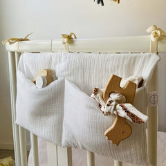 Double Layer Cotton Baby Bedside Storage Bag Two Pockets Stroller Hanging Bag