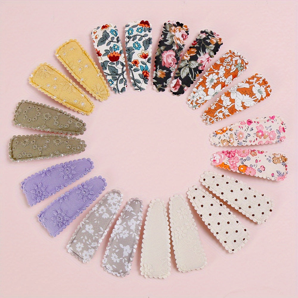 20 Pcs Floral Print Toddler Hair Clips Non Slip Snap Clips Kids Hair Accessories