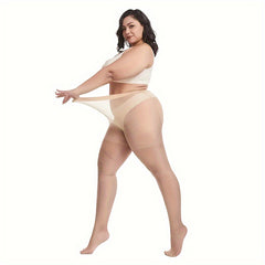 2 Pairs Plus Size Casual Stockings Set Women's Plus Control Top