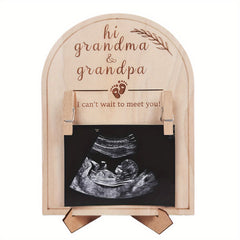 Wooden Ultrasound Photo Frame Hi Grandma & Grandpa Engraved Keepsake