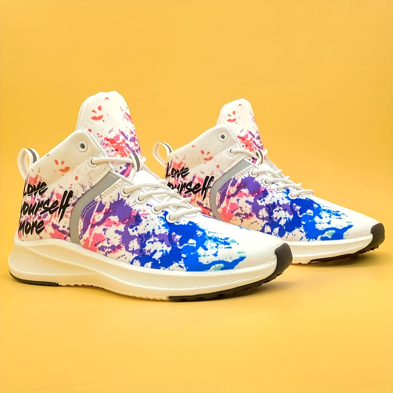 Graffiti Lover Yourself More Pattern Soft Thick Bottom Sneakers