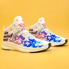 Graffiti Lover Yourself More Pattern Soft Thick Bottom Sneakers