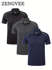 Men's Vintage Polo Shirt Casual Button Up Polo Shirt