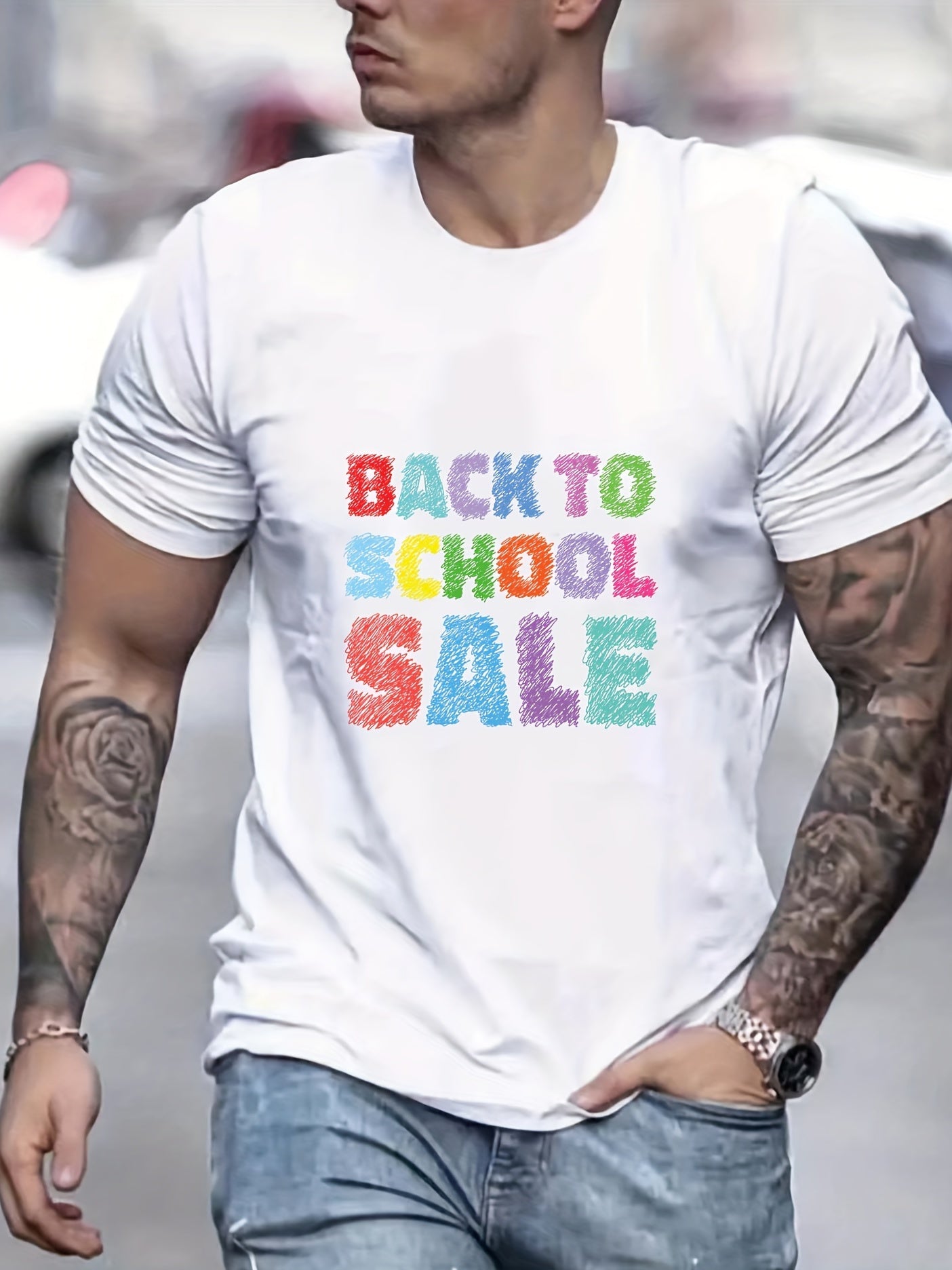 BACK TO SCHOOL Men's Graphic Crew Neck Active T shirt Casual Comfy Tee