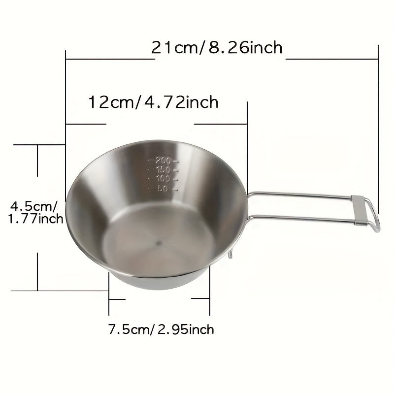 Outdoor Stainless Steel 500ml Bowl with Folding Handle for Camping