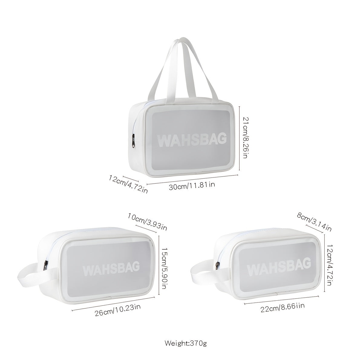 3pcs Transparent Letter Pattern Cosmetic Bags