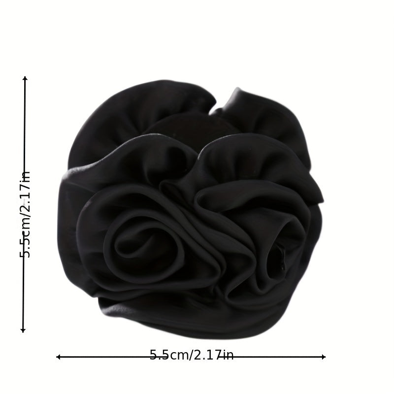Fabric Flower Hair Claw Ponytail Holder for Women Girls