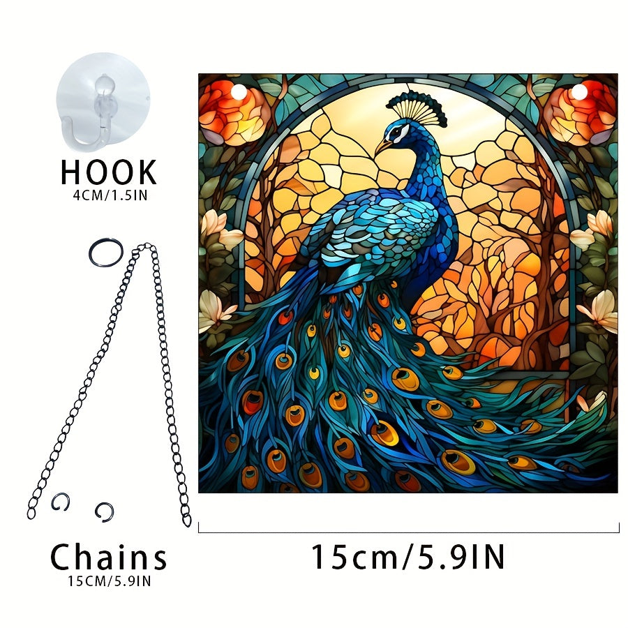 Acrylic Square Christmas Peacock Family Window Decoration