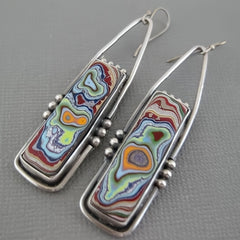 Boho Vintage Marble Pattern Stone Drop Earrings