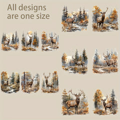 5pcs Forest Deer 16oz Glass Jar Decorative Stickers UV DTF High Adhesive