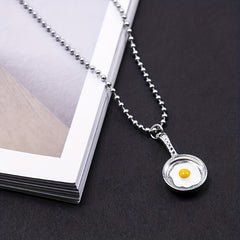 Vintage Silver Alloy Pan Necklace Pendant Kitschy Fun Saucepan Collarbone Chain