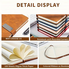 Soft Faux Leather Notebook with Buckle for Home Office and Study Room