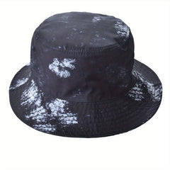 Tie Dye Print Sun Hat Unisex Drawstring Bucket Hats Lightweight Rain Hat