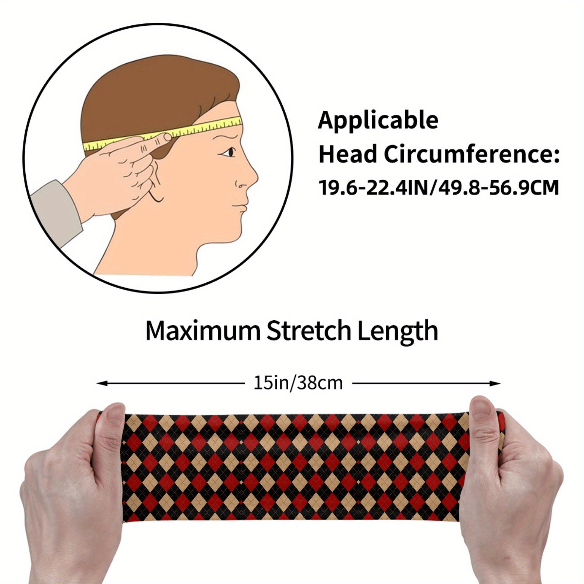 Plaid Headband Red Beige Checkered Pattern for Sports & Casual