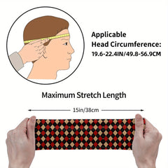 Plaid Headband Red Beige Checkered Pattern for Sports & Casual