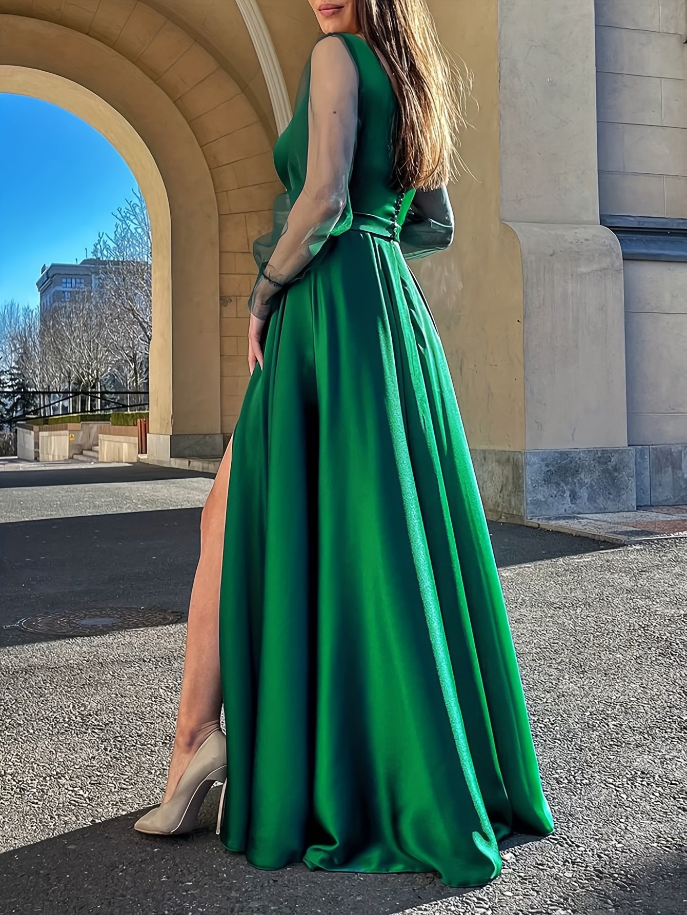  Wedding Guest Dress Women's Plus Lantern Sleeve Maxi Party Dress