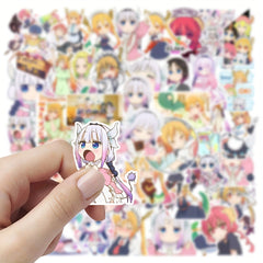 54pcs Dragon Servant Anime Stickers in Various Colors Self Adhesive Decorative S