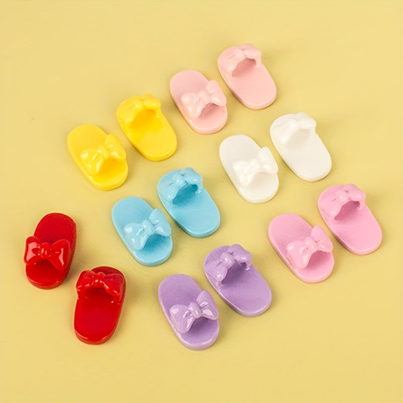 Mini Doll Bow Slippers Decoration for Dollhouse