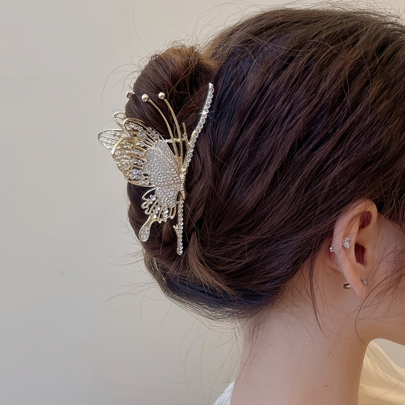 Rhinestone Butterfly Hair Claw Clips Large Non Slip Strong Metal Hair Clips