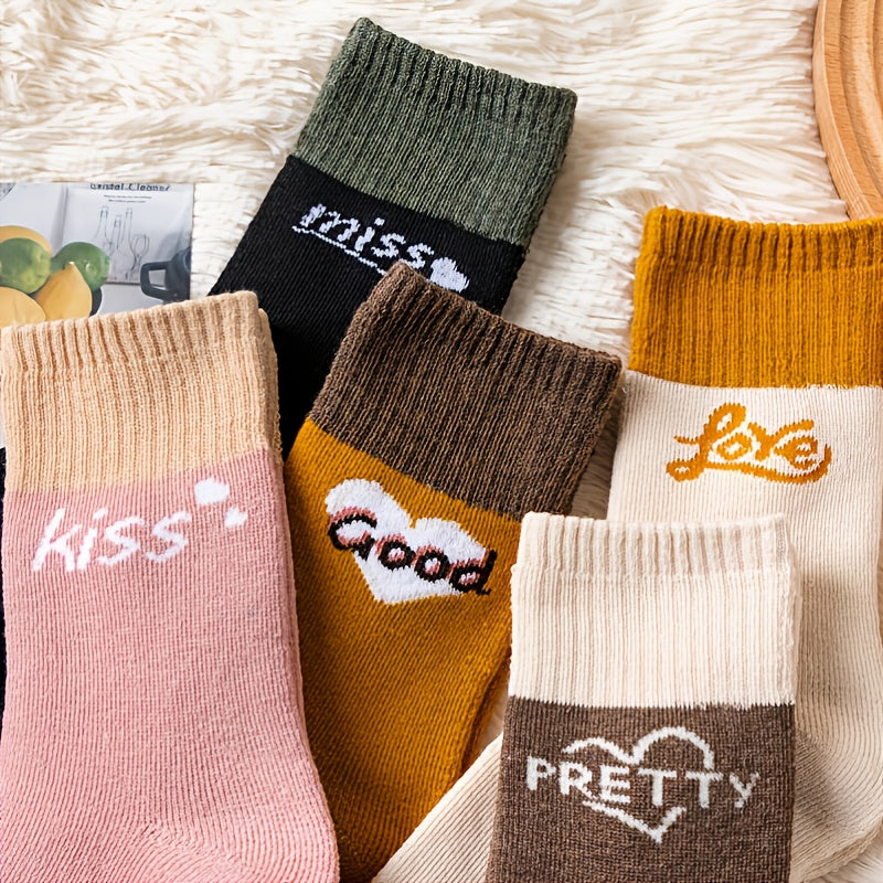 Women's Letter Pattern Colorblock Tube Socks