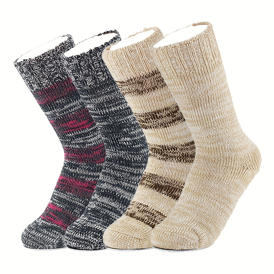 Colorblock Crew Socks Warm & Comfy Mid Tube Stockings
