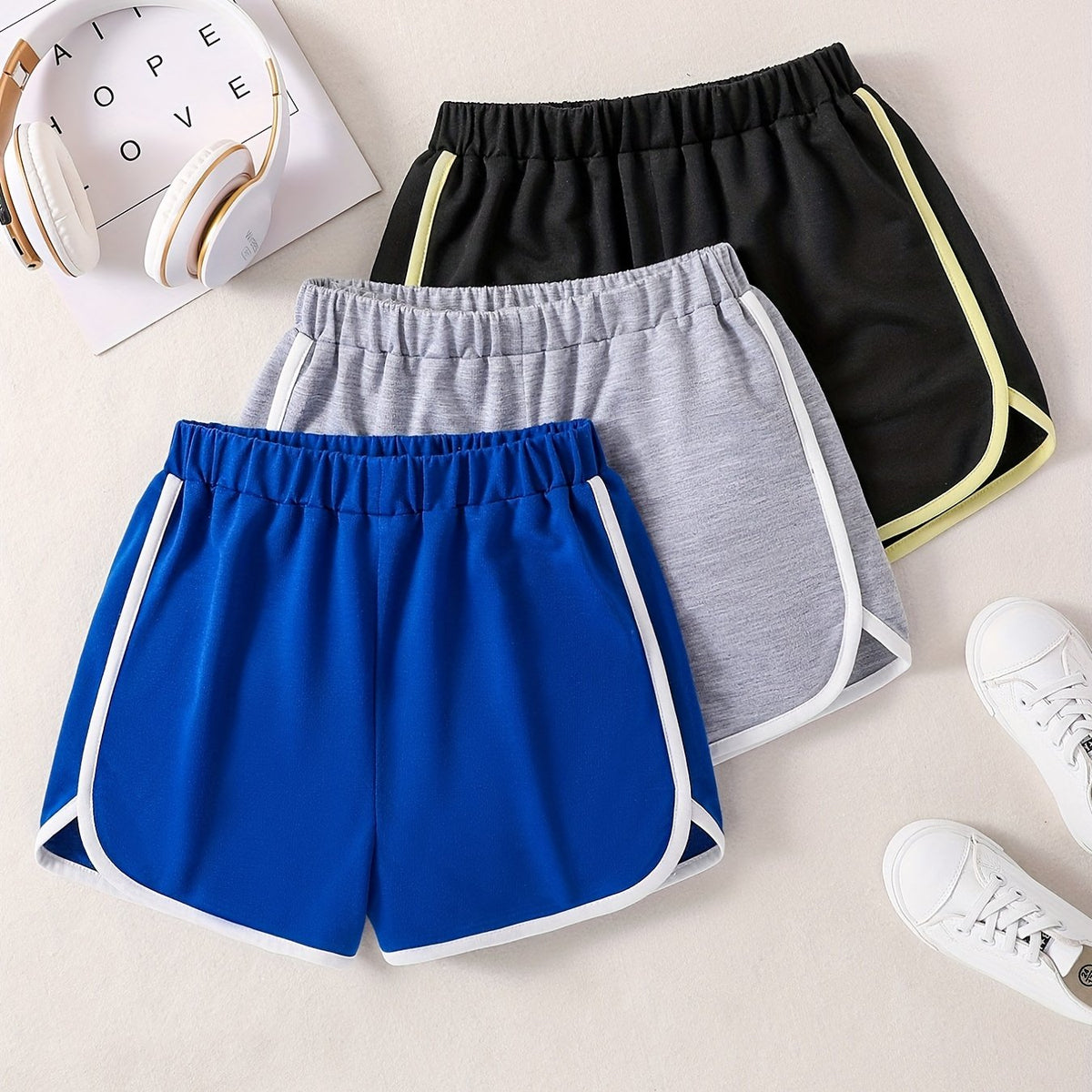 3pcs Girls' Running Shorts Sports Yoga Casual Shorts Athletic Fit