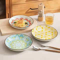 4 Pcs Ceramic Plate 20 32 Cm Floral Pattern Porcelain Dinner Plate