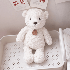 Bear Plush Toy with Golden Accents Soft Hanging Doll for Kids