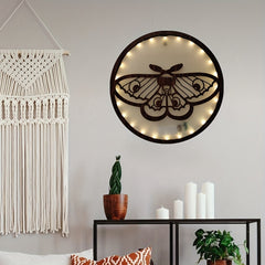 Retro Wooden LED Wall Decoration Butterfly Series Hanging Light