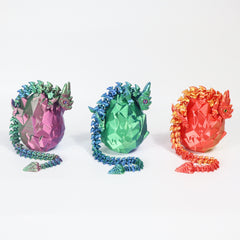 3D Printed Crystal Dragon Egg Set - Dragon with Articulation & Real Eyes