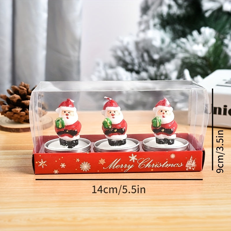 3pcs Christmas Craft Candle Set Paint Decorate Xmas