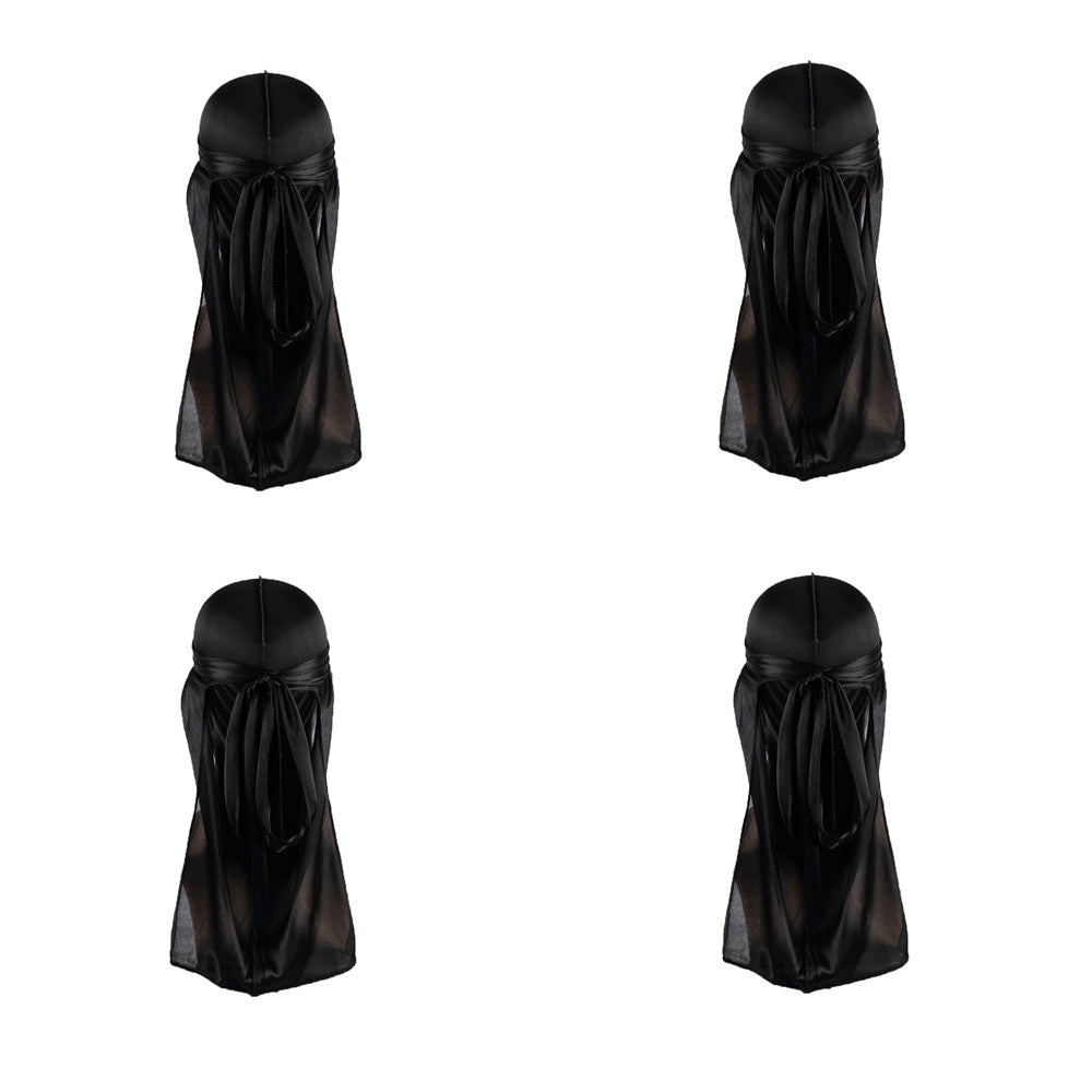 4pcs Silk Like Durags Satin Long Tail Head Wraps Silky Bandana