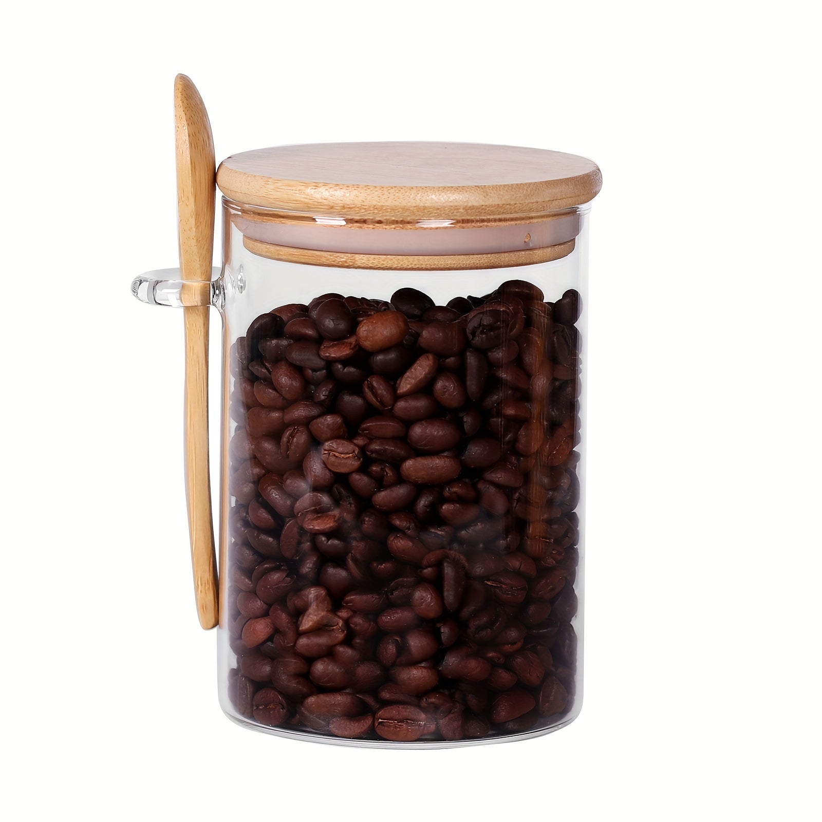 6pcs Glass Jars Bamboo Lids 17 OZ Small Container Spoon Coffee Tea Loose Tea Bar