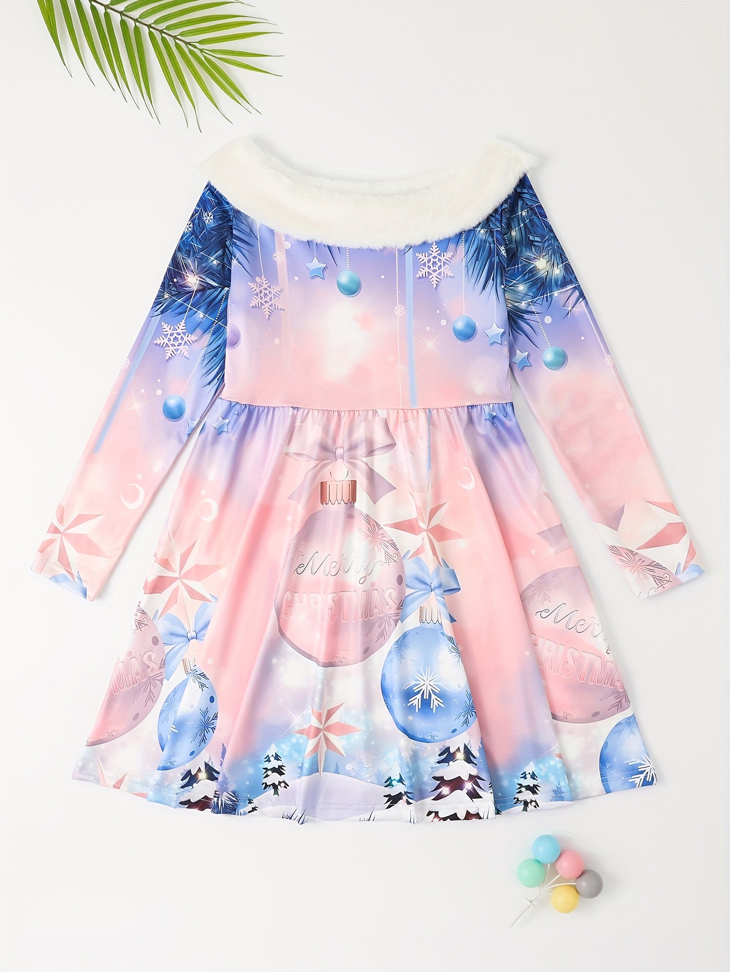 Girls Jingle Bell Long Sleeve Dress Christmas Gift