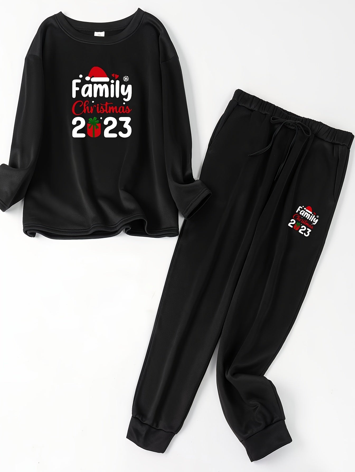 Women's Plus Size Christmas Casual Loungewear Set - Top & Pants Pajama 2 Piece