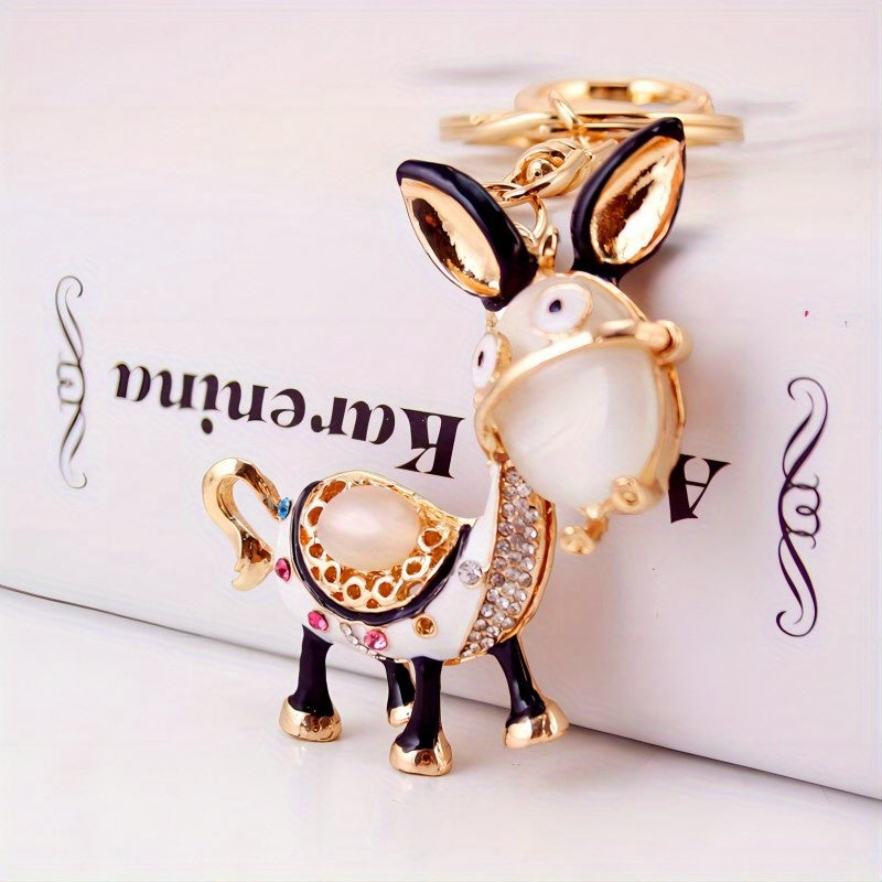 Donkey Rhinestone Keychain Animal Ornament Gift
