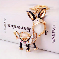 Donkey Rhinestone Keychain Animal Ornament Gift