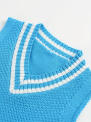 Toddler's Striped V Neck Sweater Baby's Stylish Sleeveless Vest