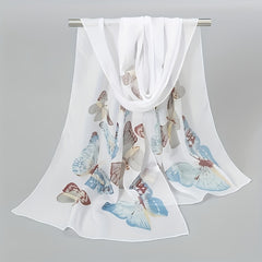 Vintage Butterfly Print Chiffon Scarf Thin Windproof Shawl